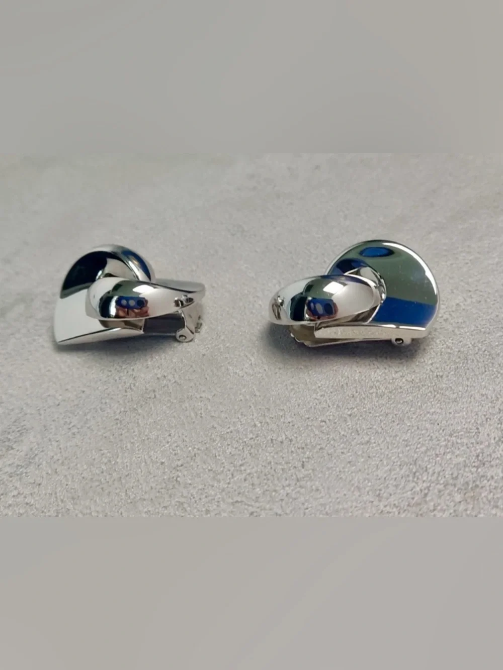 NEW! Christian Dior Vintage Silver Tone Art Deco Knot Retro 80s Clip-On Earrings - Picture 6 of 6